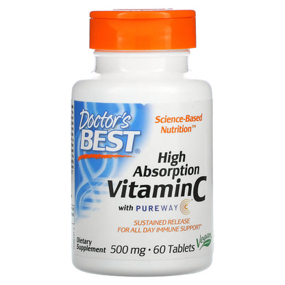 Doctor's Best High Absorption Vitamin C with PureWay-C, 500 mg, 60 Tablets