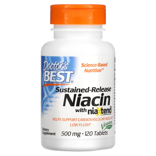 Doctor's Best Sustained-Release Niacin with niaXtend, 500 mg, 120 Tablets