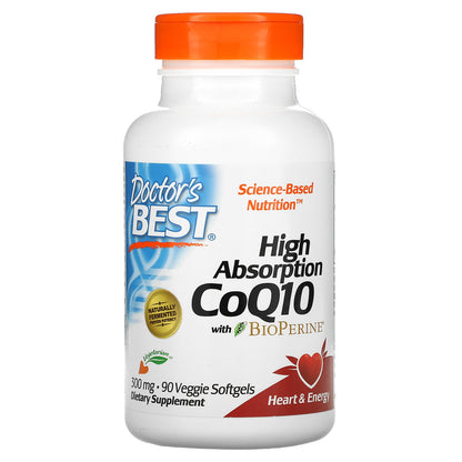 Doctor's Best High Absorption CoQ10 with BioPerine, 300 mg, 90 Veggie Softgels