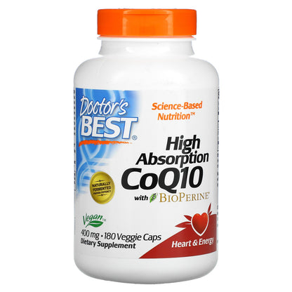 Doctor's Best High Absorption CoQ10 with BioPerine, 400 mg, 180 Veggie Caps