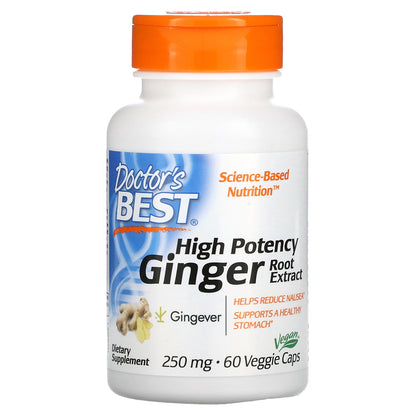 Doctor's Best High Potency Ginger Root Extract, 250 mg, 60 Veggie Caps