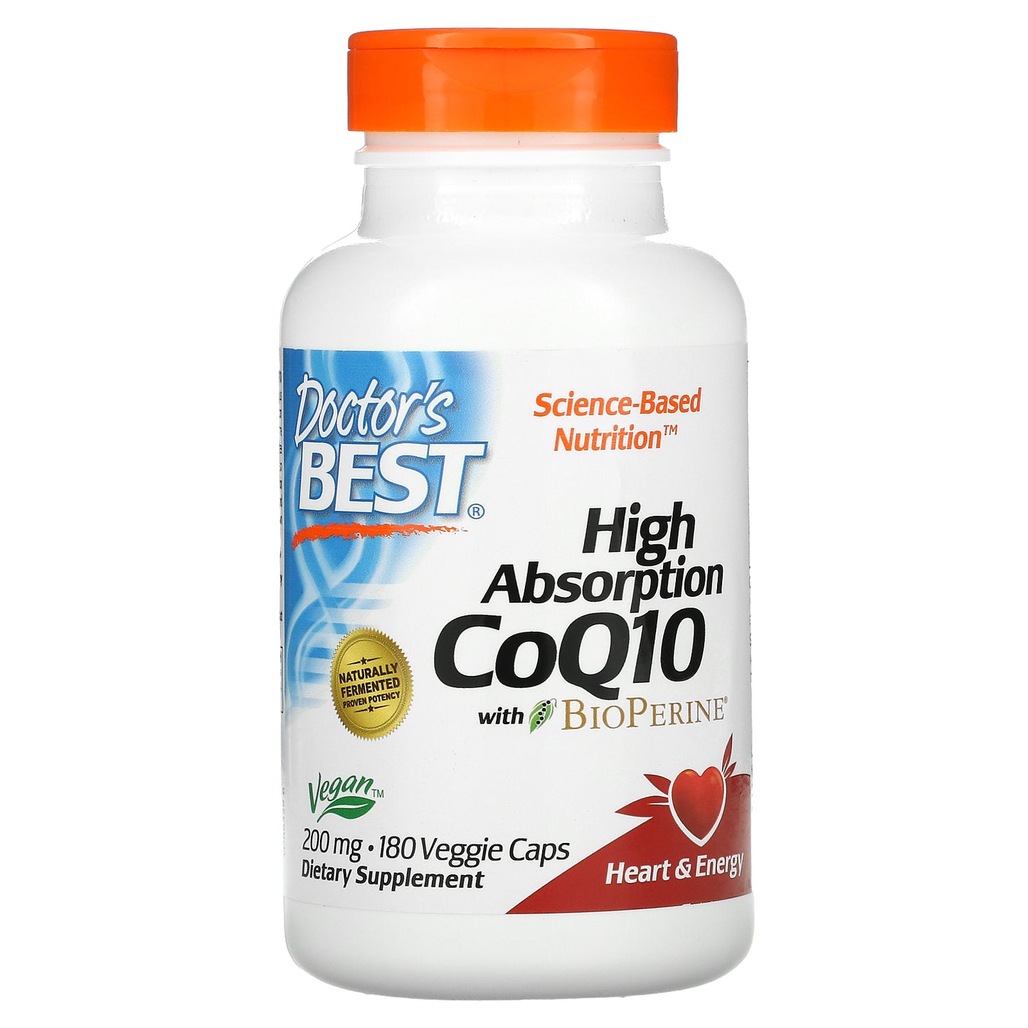 Doctor's Best High Absorption CoQ10 with BioPerine, 200 mg, 180 Veggie Caps