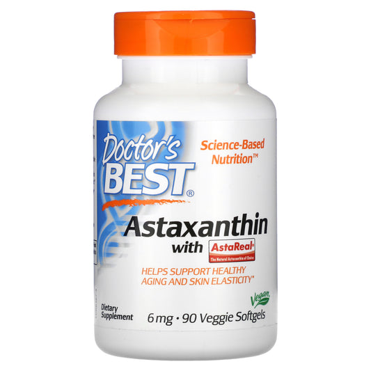 Doctor's Best Astaxanthin with AstaReal, 6 mg, 90 Veggie Softgels